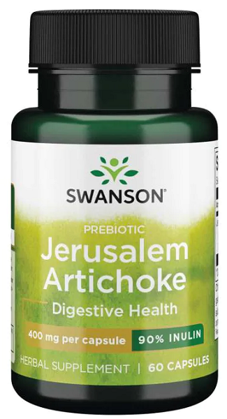 Swanson Prebiotic Jerusalem Artichoke promotes digestive health as an herbal supplement.