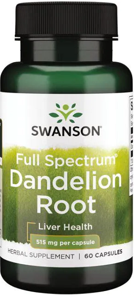 Swanson Dandelion Root - 515 mg 60 capsules.