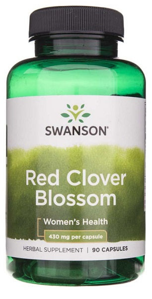 Swanson's Red Clover Blossom 430 mg 90 caps supplement supports women's health during the menstrual cycle and menopause.