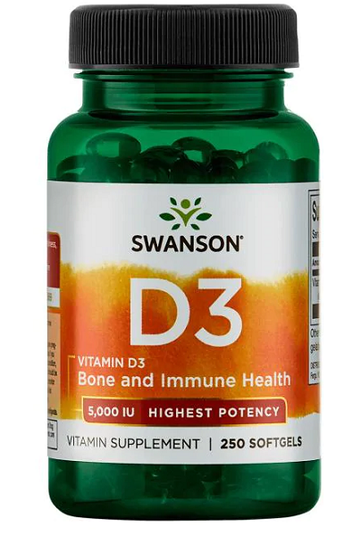 Vitamin D3 - 5000 IU 250 softgel - front 2