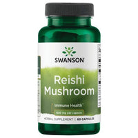 Thumbnail for Explore the Swanson Reishi Mushroom 600 mg supplement—60 green capsules inspired by traditional Chinese medicine, perfect as your go-to adaptogen for immune support.