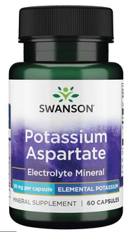 Thumbnail for Swanson Potassium Aspartate - 99 mg 90 capsules dietary supplement capsules containing potassium aspartate electrolyte mineral.