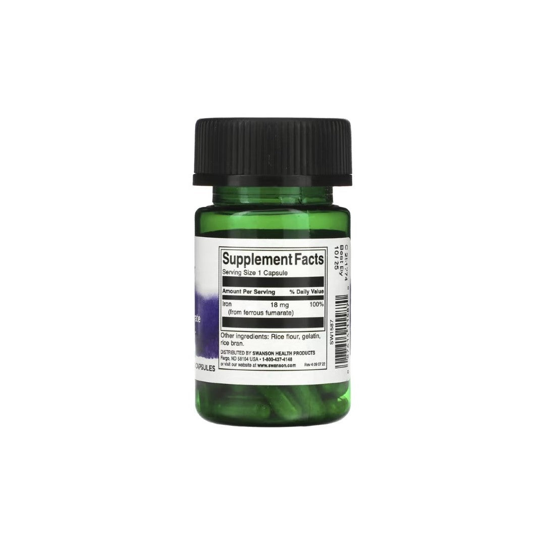 Iron Ferrous Fumarate 18 mg 60 Capsules - supplement facts