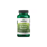 Thumbnail for Swanson's Turmeric & Black Pepper veggie capsules in a green bottle naturally support cardiovascular and joint health, containing 60 easy-to-swallow capsules.