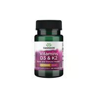 Thumbnail for The Swanson Vitamins D3 2000 IU & K2 75 mcg, containing 60 veggie capsules, supports bone health and immune function.