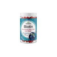 Thumbnail for A jar of Swanson's Biotin 5000 mcg 60 Gummies - Blueberry.