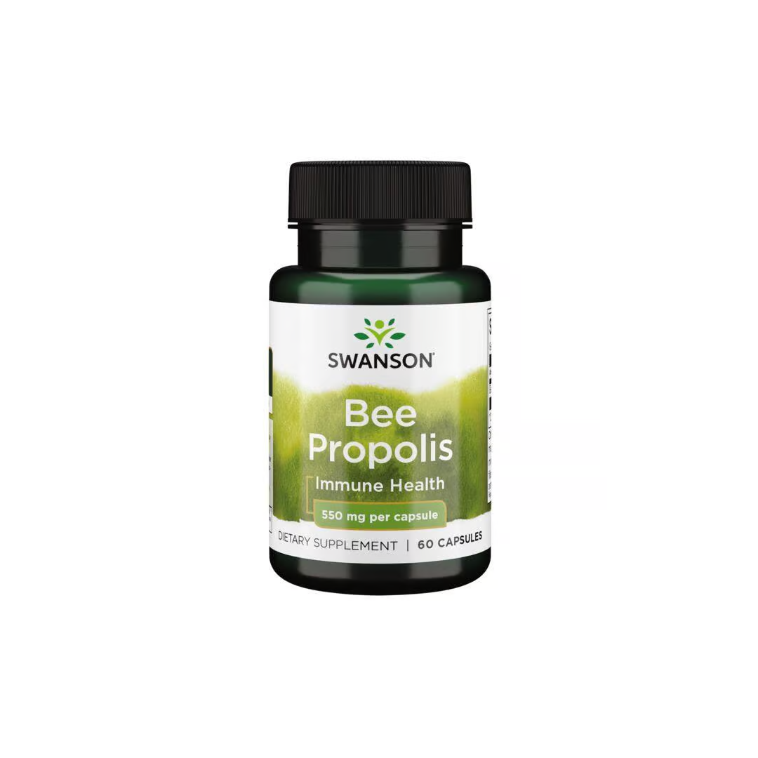 Swanson Bee Propolis 550 mg, 60 capsules, is a dietary supplement for immune system support.