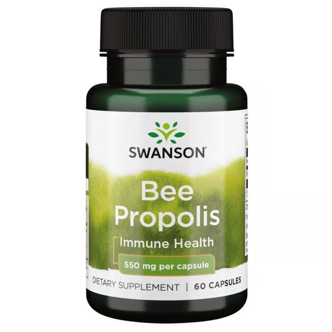Swanson Bee Propolis 550 mg, 60 Capsules dietary supplement for immune system support.