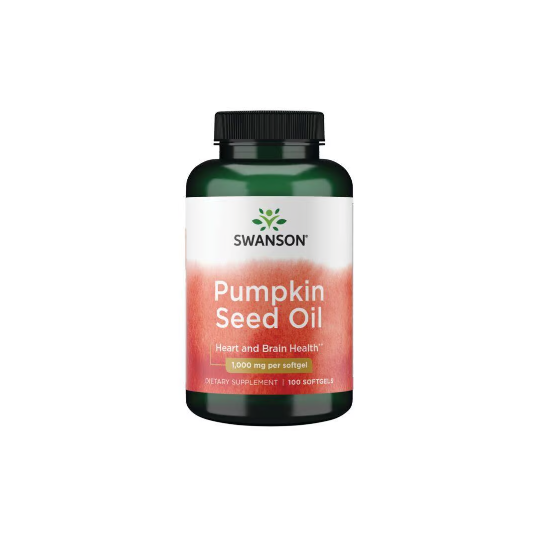 Swanson Pumpkin Seed Oil 1000 mg, 100 Softgels—dietary supplement for heart, brain, and prostate support.