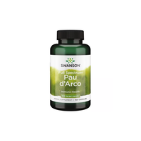 Thumbnail for The Swanson Full Spectrum Pau d'Arco dietary supplement supports the immune system and offers antioxidant benefits in a green bottle containing 100 capsules, each with 500 mg.