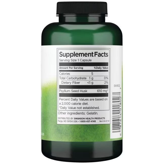 Cáscaras de Psyllium 610 mg 100 Cápsulas