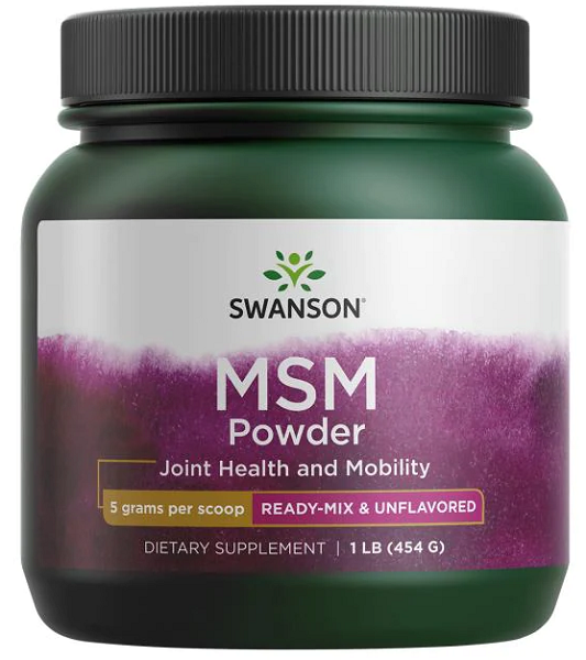 Swanson MSM powder - 454 grams pwdr improves joint health and enhances joint integrity with its effective collagen structures.