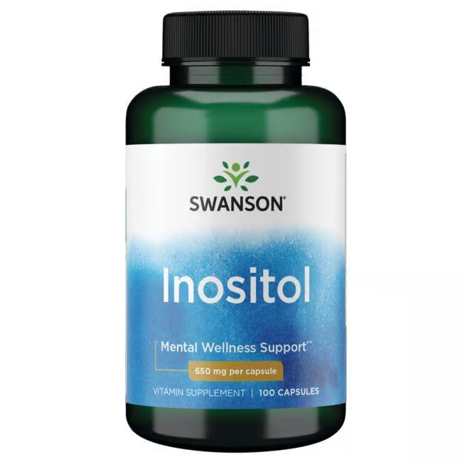 Swanson Inositol 650 mg, 100 Capsules, is a dietary supplement for mental wellness support.