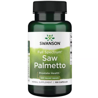 Thumbnail for Swanson's Full Spectrum Saw Palmetto, known for supporting prostate health and DHT regulation, offers 100 capsules with 540 mg each.