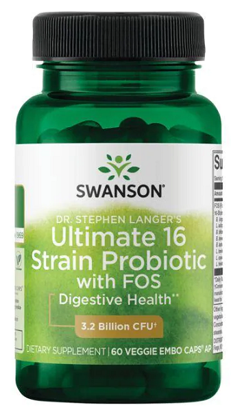Swanson Dr. Stephen Langer 16 Strain Probiotic with FOS - 60 vege capsules with digestive health.