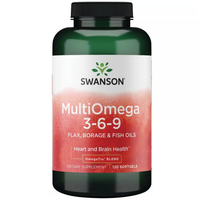 Thumbnail for Swanson MultiOmega 3-6-9 (Flax, Borage & Fish), 120 softgels, provides essential fatty acids to support heart and brain health.