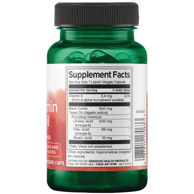 Black Cumin Seed Oil 500 mg 60 Liquid Veggie Capsules