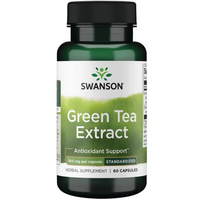 Thumbnail for Swanson's Green Tea Extract 500 mg offers antioxidant support with 500 mg of polyphenols per capsule, featuring 60 capsules to enhance your wellness routine.