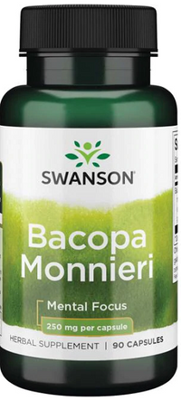 Thumbnail for Swanson Bacopa Monnieri is a dietary supplement for mental focus that provides 250 mg in 90 capsules.
