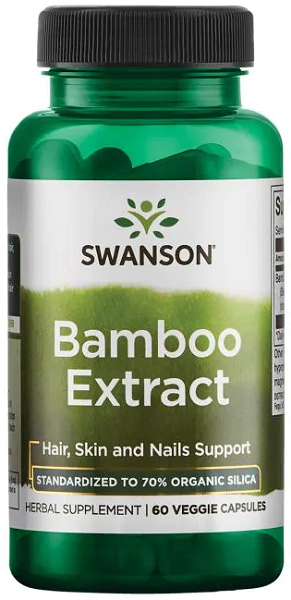 A dietary supplement bottle of Swanson Bamboo Extract - 300 mg 60 vege capsules.
