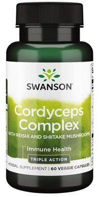 Thumbnail for Swanson Cordyceps Complex with Reishi and Shiitake Mushrooms 60 veggie capsules.