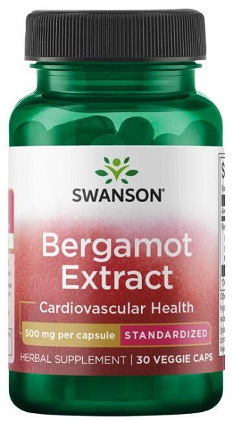Swanson Bergamot Extract 500 mg 30 vcaps dietary supplement.