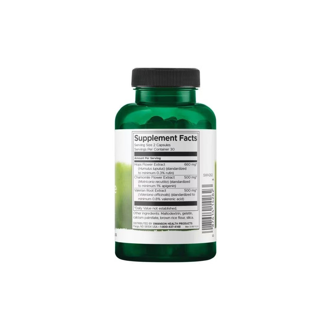 A Swanson supplement bottle displaying the supplement facts label, with anti-inflammatory properties.