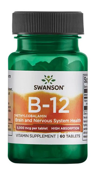 Thumbnail for Swanson Vitamin B-12 - 5000 mcg 60 tabs Methylcobalamin tablets are formulated with methylcobalamin, a vital nutrient for brain functioning.
