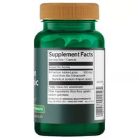 Thumbnail for Swanson's R-Fraction Alpha Lipoic Acid 100 mg, 60 capsules, comes in a green bottle with a brown cap and a label detailing supplement facts and contact info. This antioxidant-rich formula supports cardiovascular health.