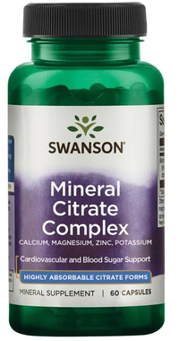 Thumbnail for Swanson Multi Mineral Citrate - Calcium, Magnesium, Zinc, Potassium - 60 capsules is a highly absorbable citrate form supplement that supports blood lipid metabolism and blood glucose metabolism.