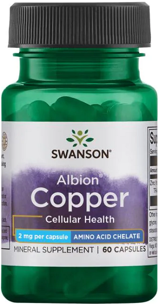 Swanson Copper - 2 mg 60 capsules Albion Chelated cellular health 60 capsules.