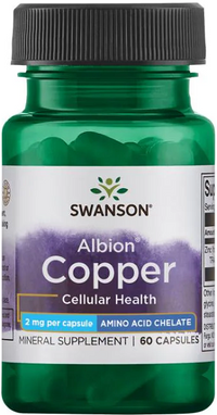 Thumbnail for Swanson Copper - 2 mg 60 capsules Albion Chelated cellular health 60 capsules.