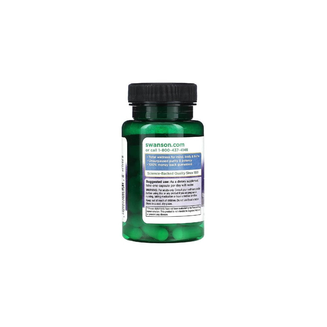 A bottle of Swanson's Potassium Orotate 99 mg dietary supplement pills with a black cap. The label includes product and contact information. The bottle contains green capsules that support heart health and muscle health, specifically featuring Potassium Orotate for optimal wellness.