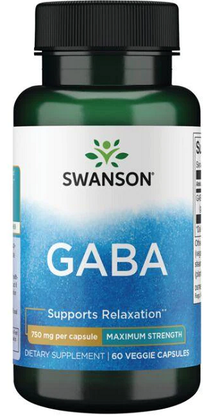 Swanson GABA - 750 mg 60 vege capsules support relaxation capsules.