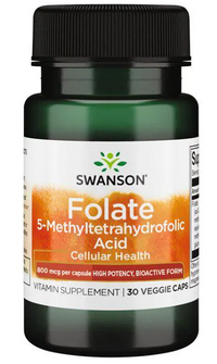 Thumbnail for Swanson Folate 5-MTHF - 800 mcg - cellular health - 30 capsules.