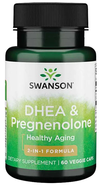 Swanson DHEA - 25 mg and Pregnenolone - 100 mg Complex 60 vege capsules Healthy Aging Capsules.