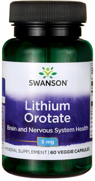 Swanson Lithium Orotate - 5 mg 60 veg capsules.