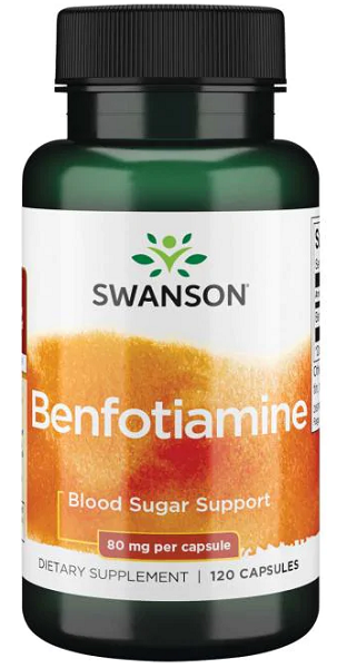 Swanson Vitamin B-1 Benfotiamine - 80 mg 120 capsules promote healthy glucose metabolism and provide support for the retinas of the eyes.