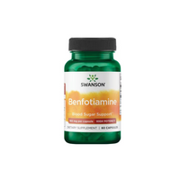 Thumbnail for The Swanson Vitamin B-1 Benfotiamine supplement, featuring high potency 160 mg capsules, supports healthy glucose metabolism and effective blood sugar management. Each green bottle contains 60 capsules.