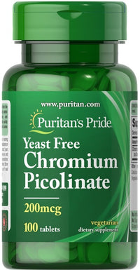 Thumbnail for Puritan's Pride Chromium Picolinate 200 mcg Yeast Free 100 tablets.