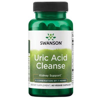 Thumbnail for A bottle of Swanson Uric Acid Cleanse 60 Veggie Capsules containing 60 veggie capsules, labeled for kidney support with a combination of 7 herbs.