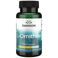 Thumbnail for A bottle of Swanson L-Ornithine 500 mg 60 Veggie Capsules, labeled as mental health boost.