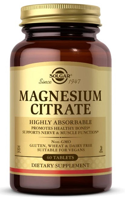 A bottle of Solgar Magnesium Citrate 420 mg 60 tabs.