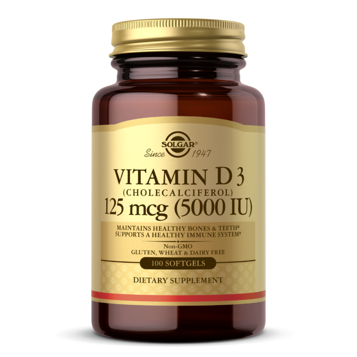 Vitamin D3 (Cholecalciferol) 125 mcg (5,000 IU) 100 Softgels - front 2