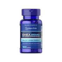 Thumbnail for A bottle of Puritan's Pride DHEA - 25mg 100 tabs capsules.