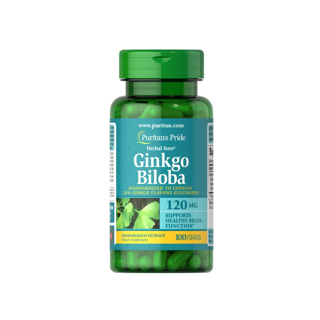 Puritan's Pride Ginkgo Biloba Extract 24% 120 mg 100 capsules.