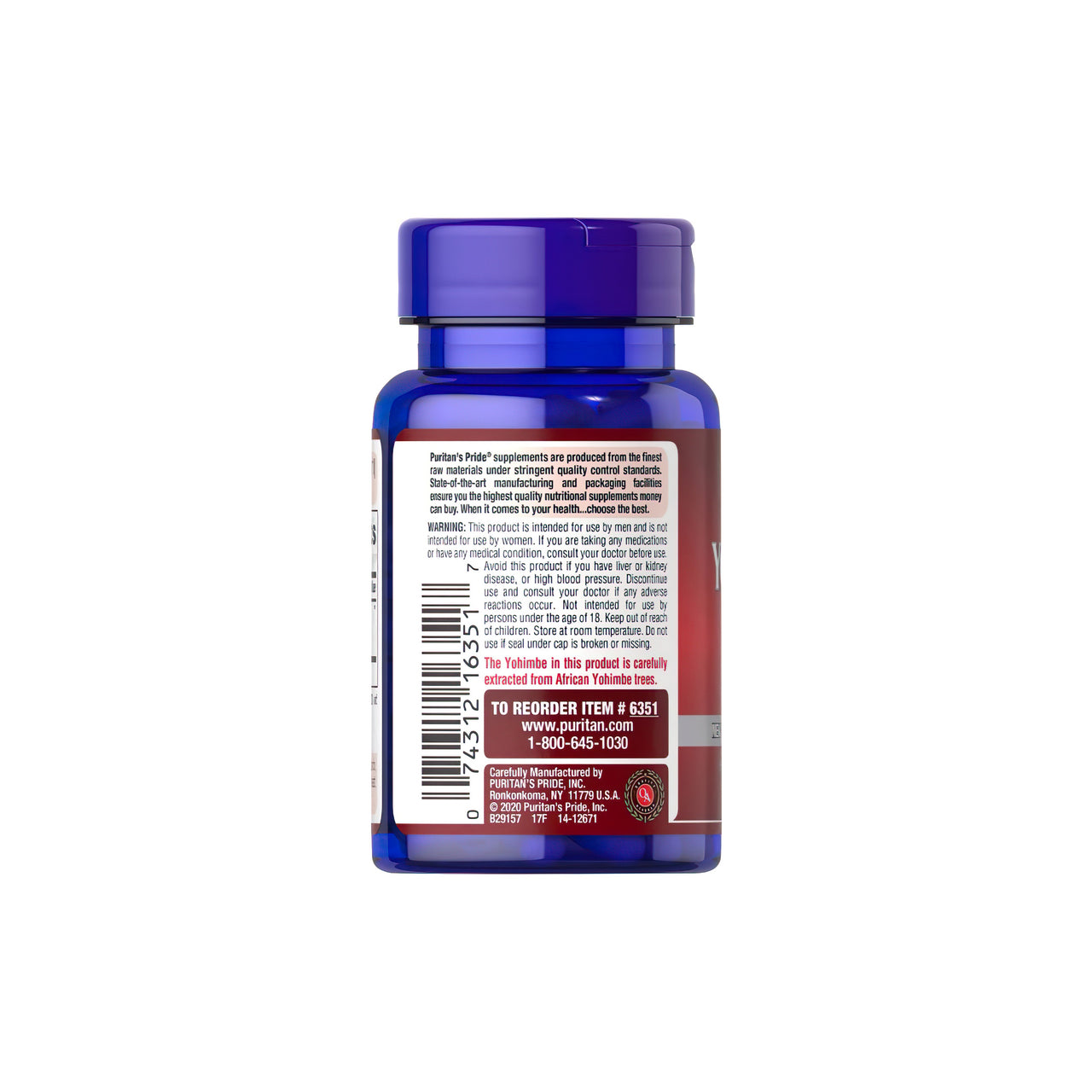 Yohimbe Extract 250 mg 50 Rapid Release Capsules - back