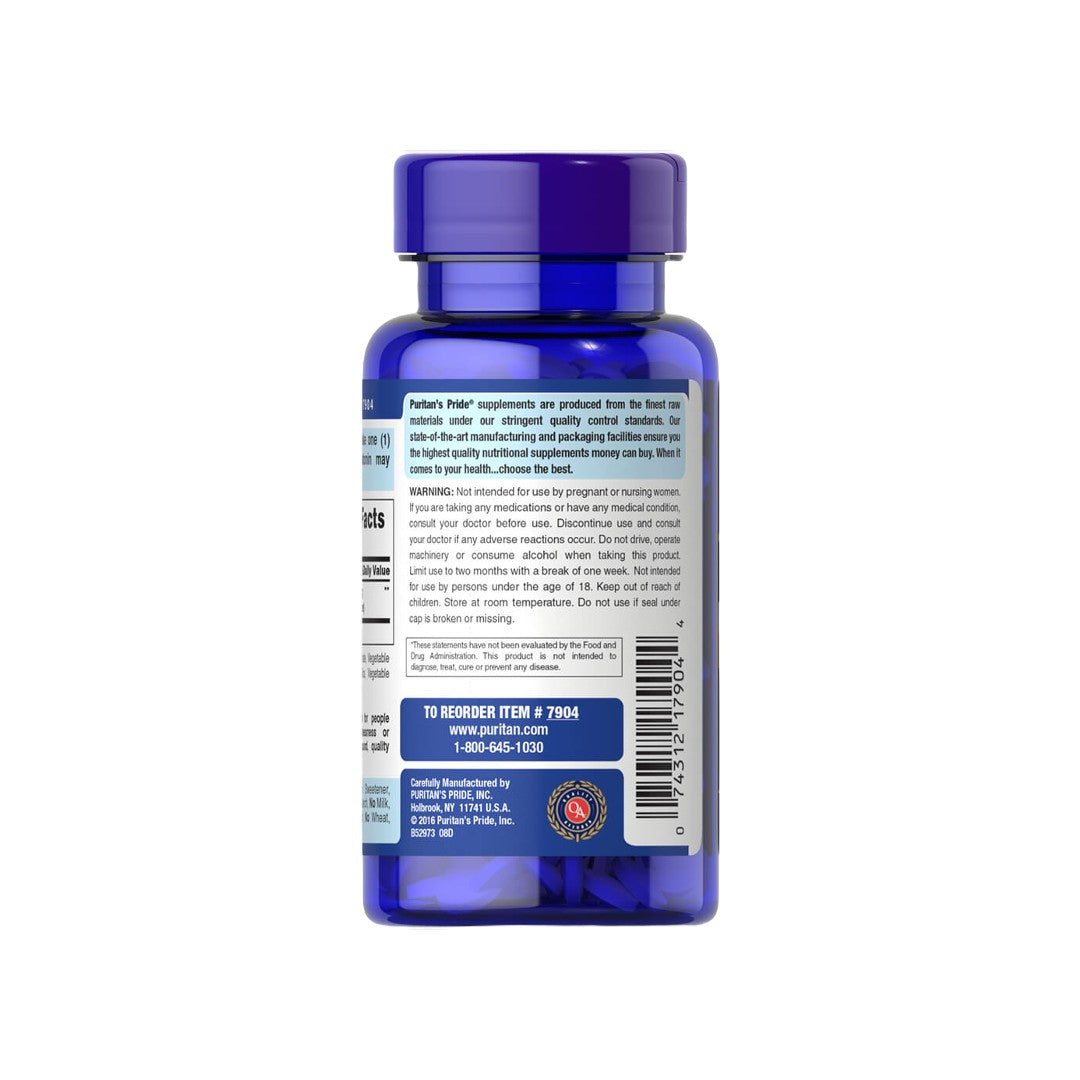 The back of a blue bottle of Melatonin 3 mg 240 Tablets by Puritan's Pride.