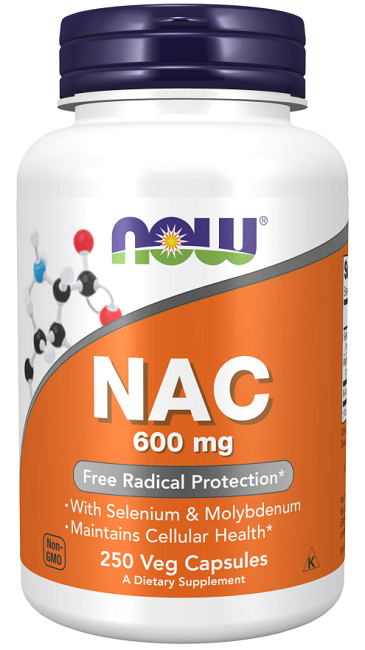 Now Foods N-Acetyl Cysteine 600mg 250 Vegetable Capsules for liver health and antioxidant support.