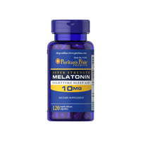 Thumbnail for A bottle of Puritan's Pride Melatonin 10 mg 120 caps capsules.